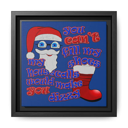 santa's shoes - framed canvas art (dark blue)