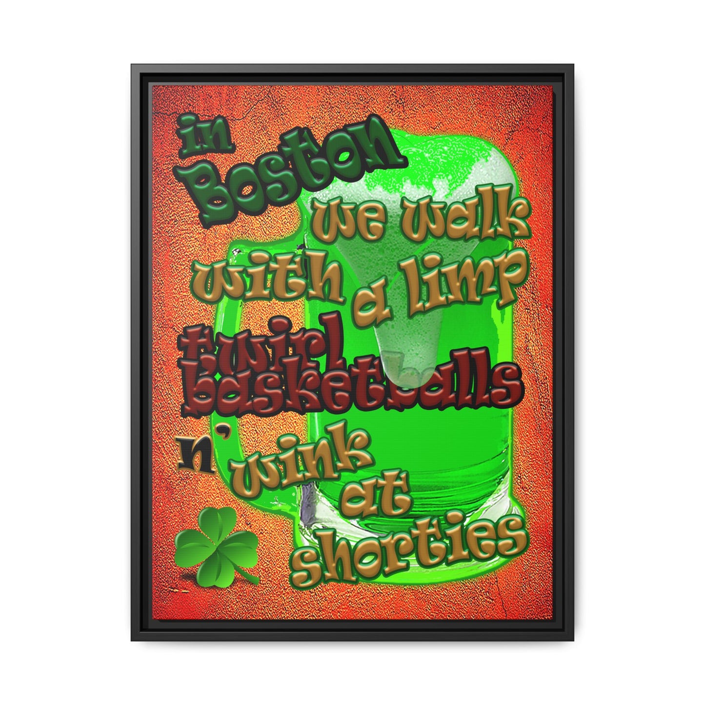 celtics logo - framed canvas art (burnt orange)