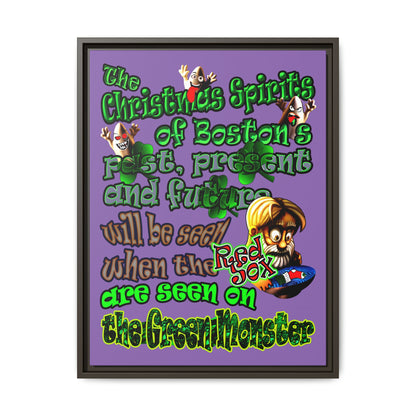 christmas spirits of boston - framed canvas art (light purple)