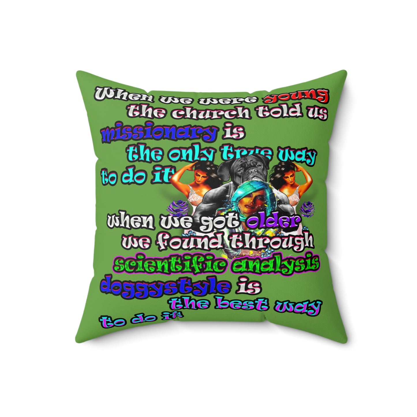 doggystyle - Spun Polyester Square Pillow - (green)