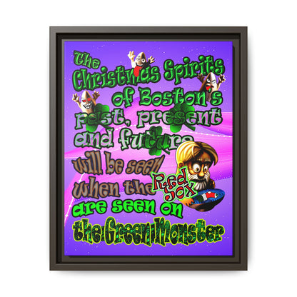 christmas spirits of boston - framed canvas art (purple-pink wave)
