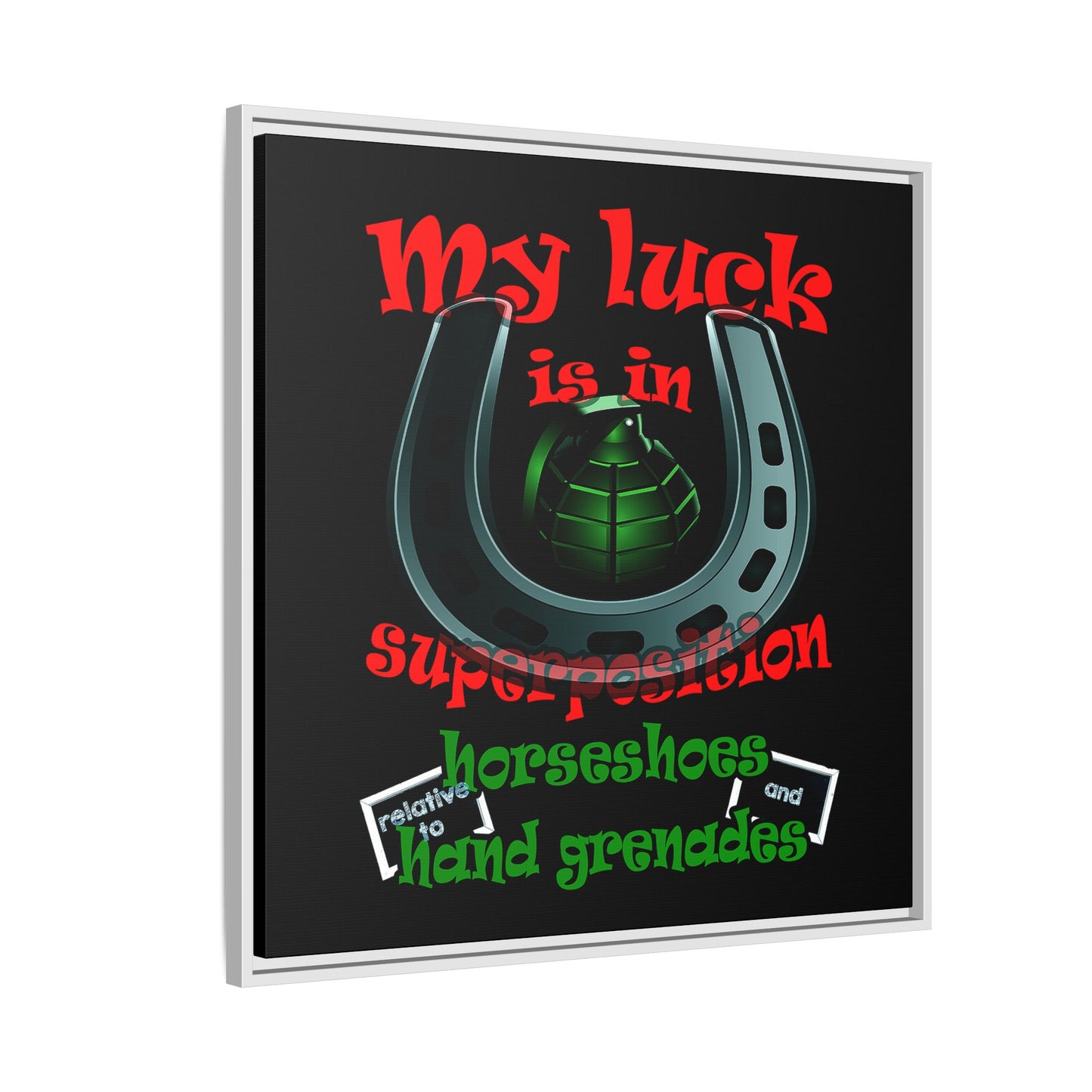 my luck - framed canvas art (black)