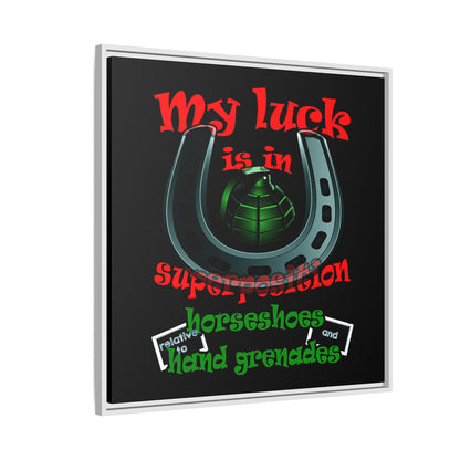 my luck - framed canvas art (black)