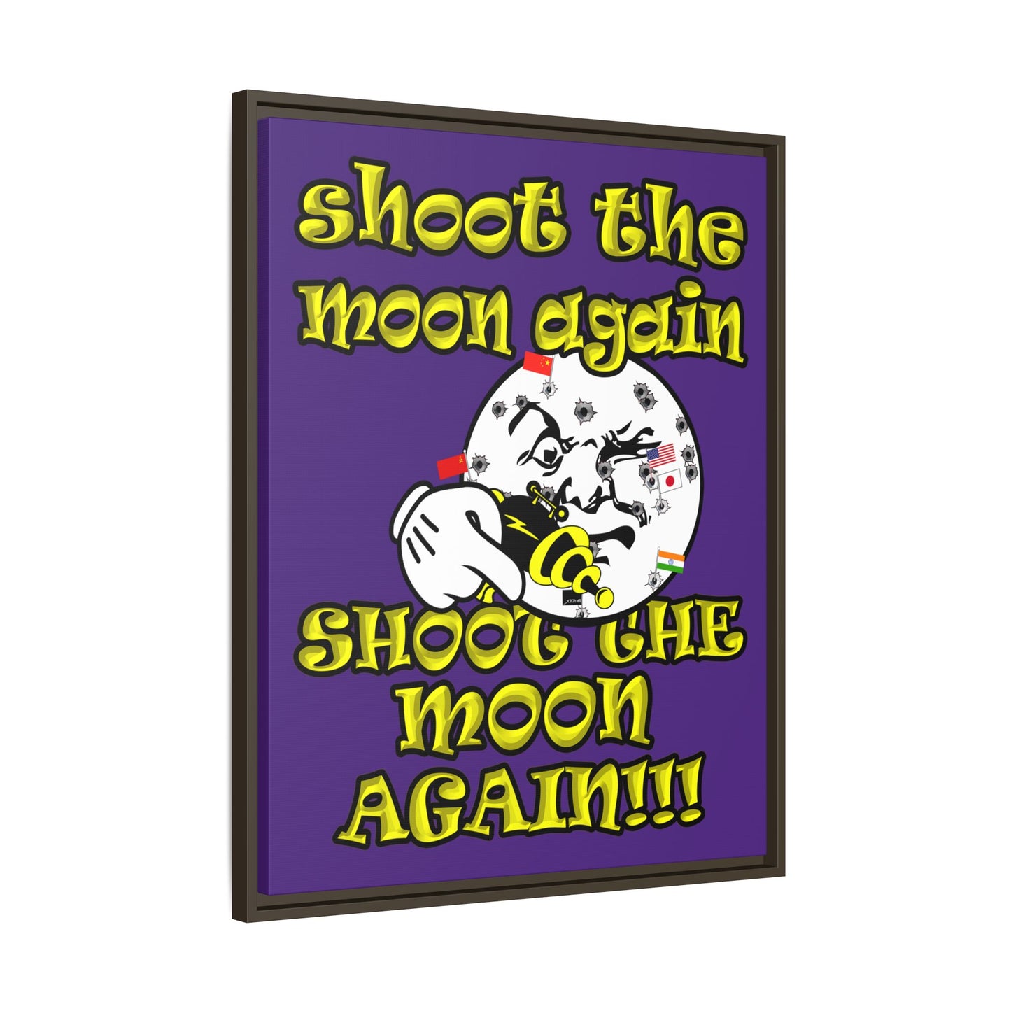 shoot the moon again - framed canvas art (purple)