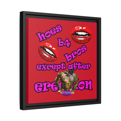 hoes b4 bros - framed canvas art (dark red)