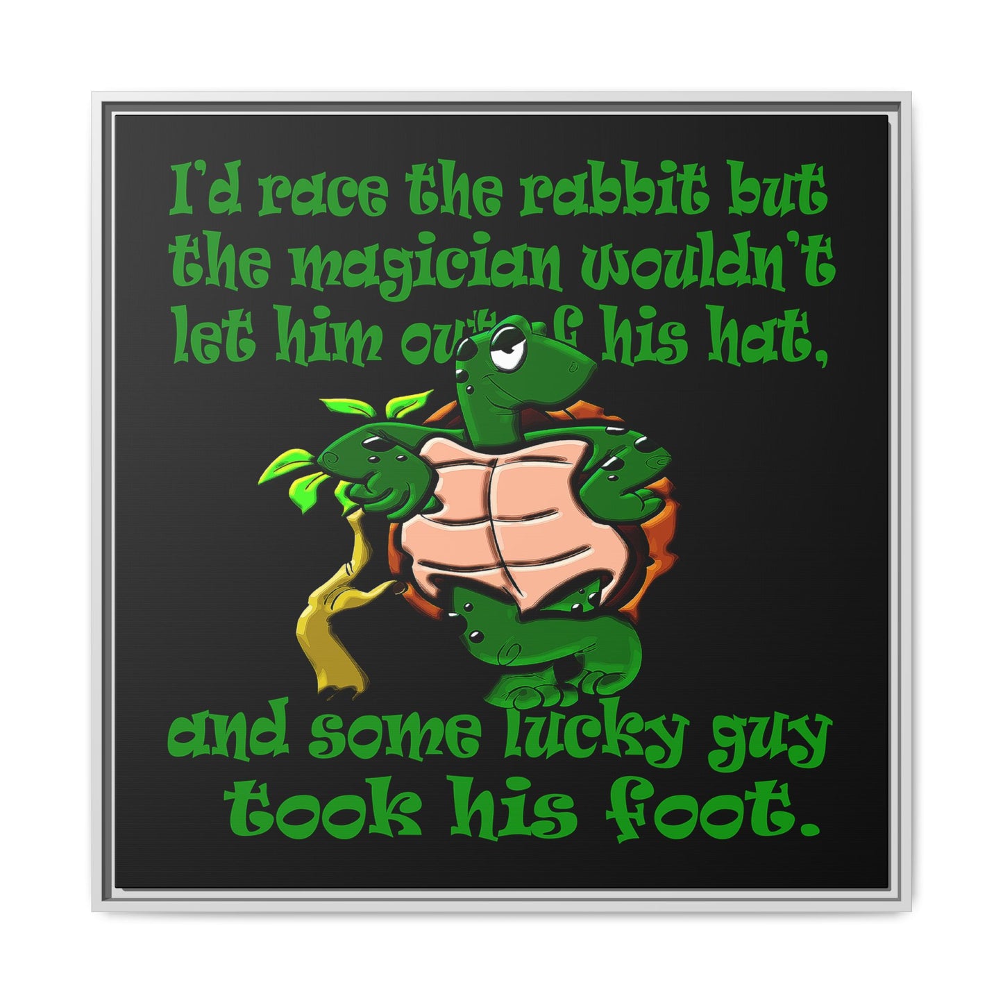 turtle race - framed canvas art (black)