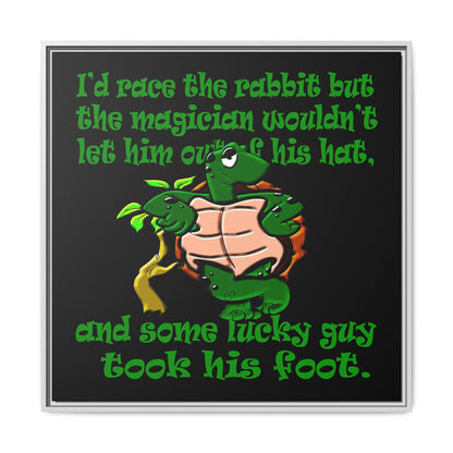 turtle race - framed canvas art (black)