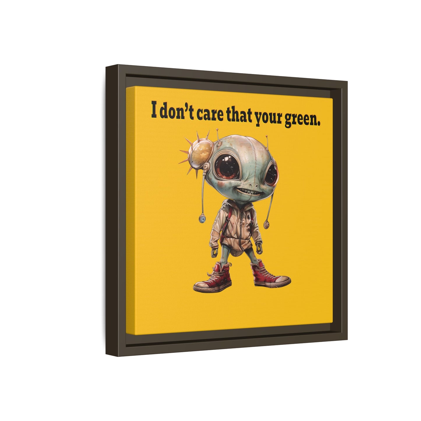 I don't care that your green - framed canvas art (yellow)