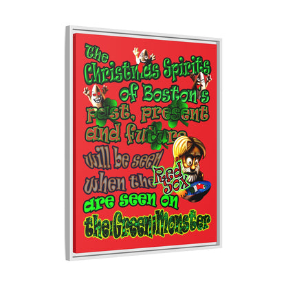 christmas spirits of boston - framed canvas art (red)
