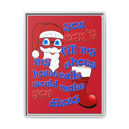 santa's shoes - framed canvas art (dark red)