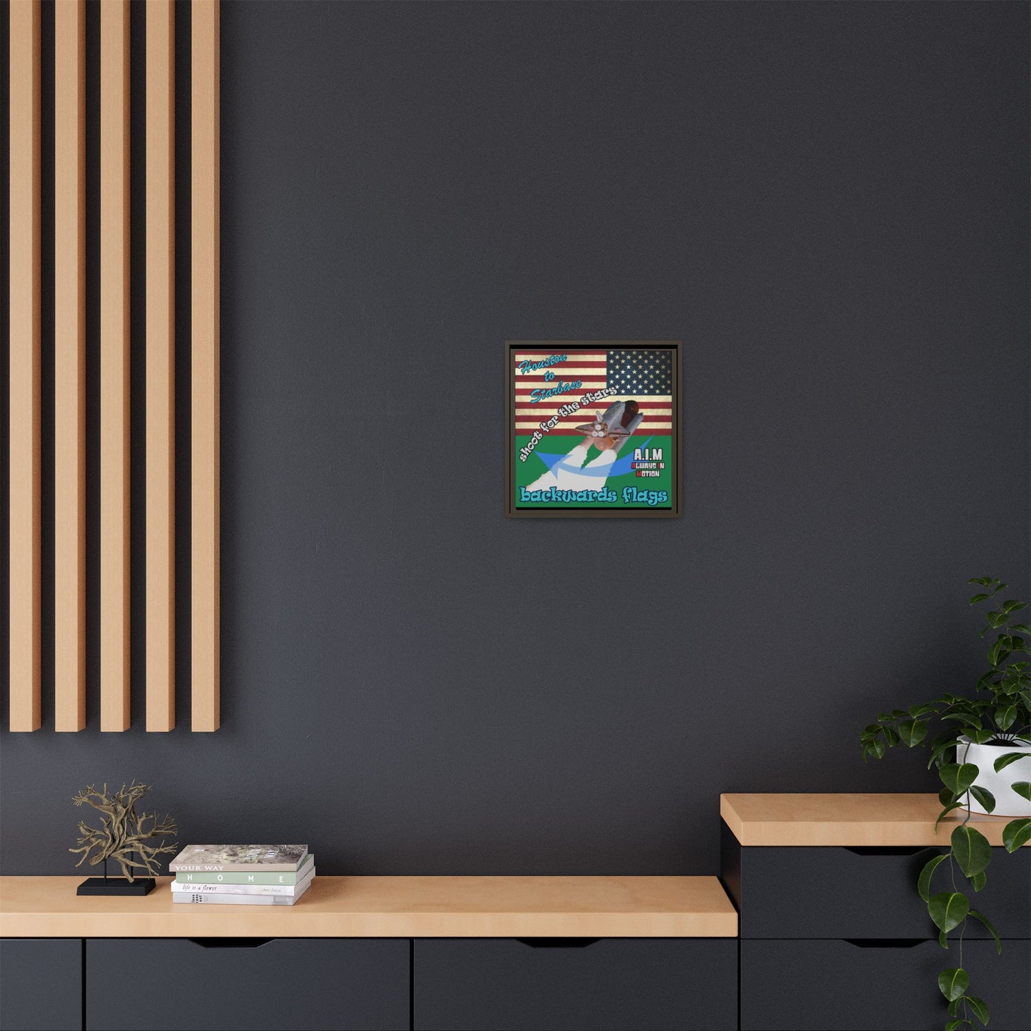 shoot for the stars - framed canvas art (dark green)