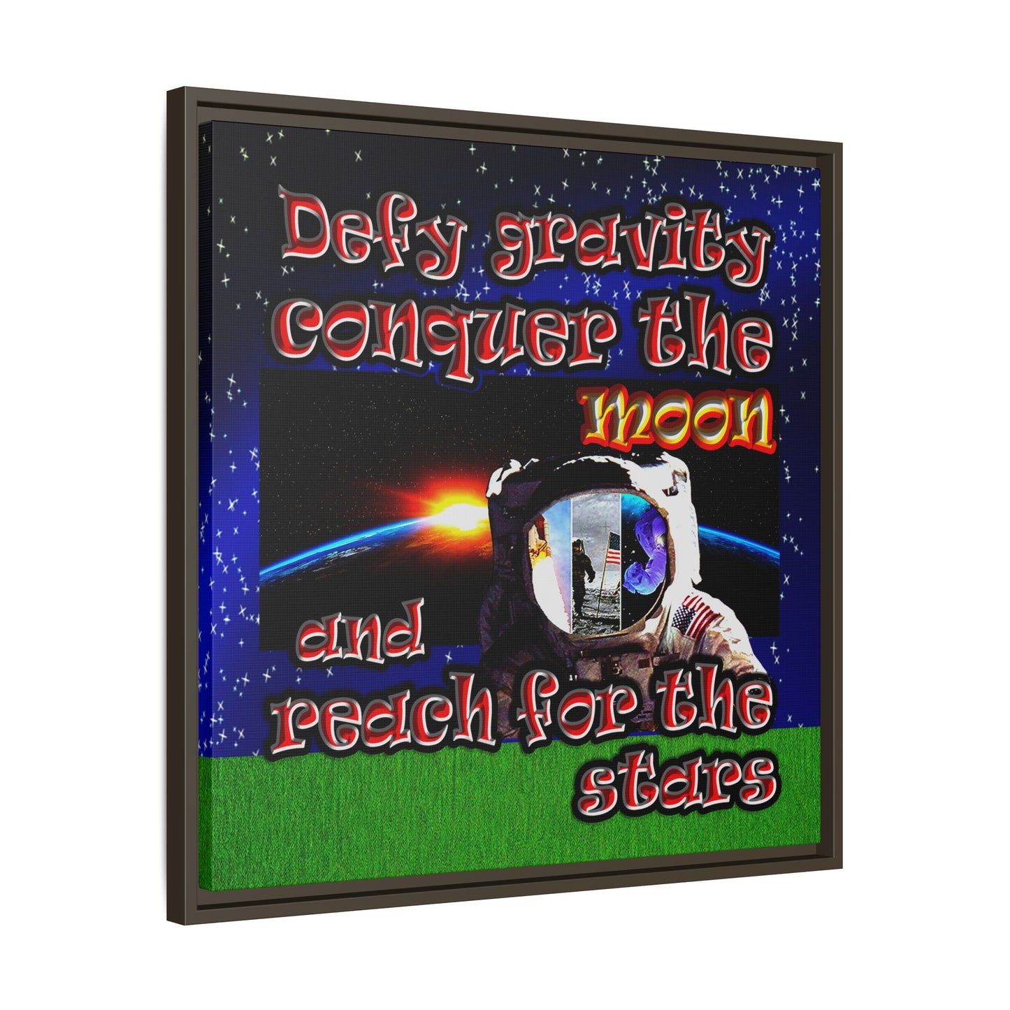 defy conquer reach - framed canvas art ('snoops' background)