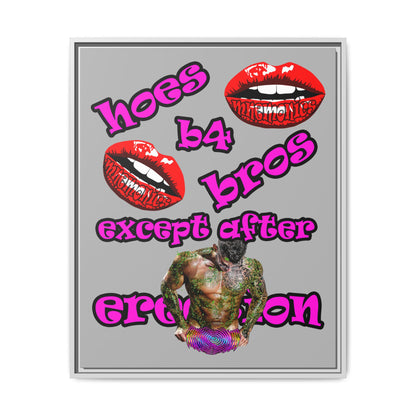 hoes b4 bros - framed canvas art (light grey)