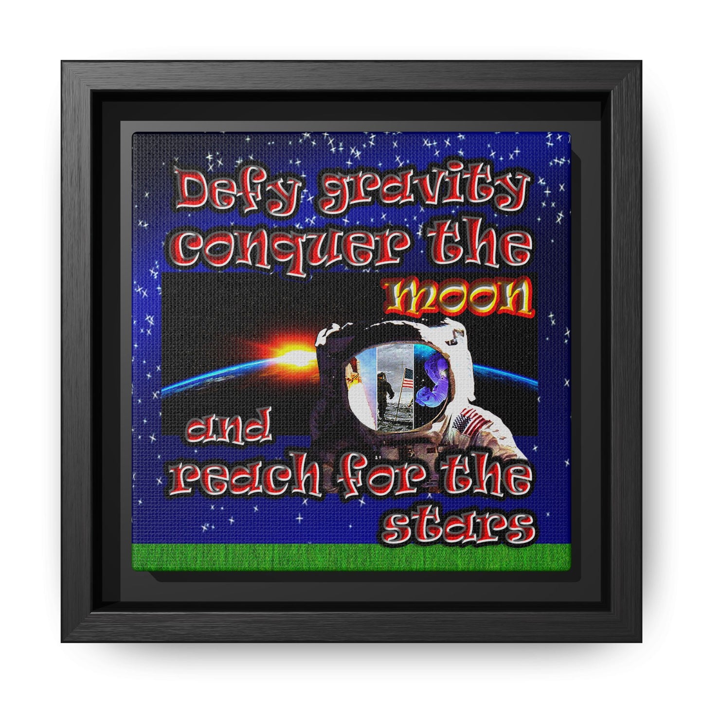 defy conquer reach - framed canvas art ('snoops' background)