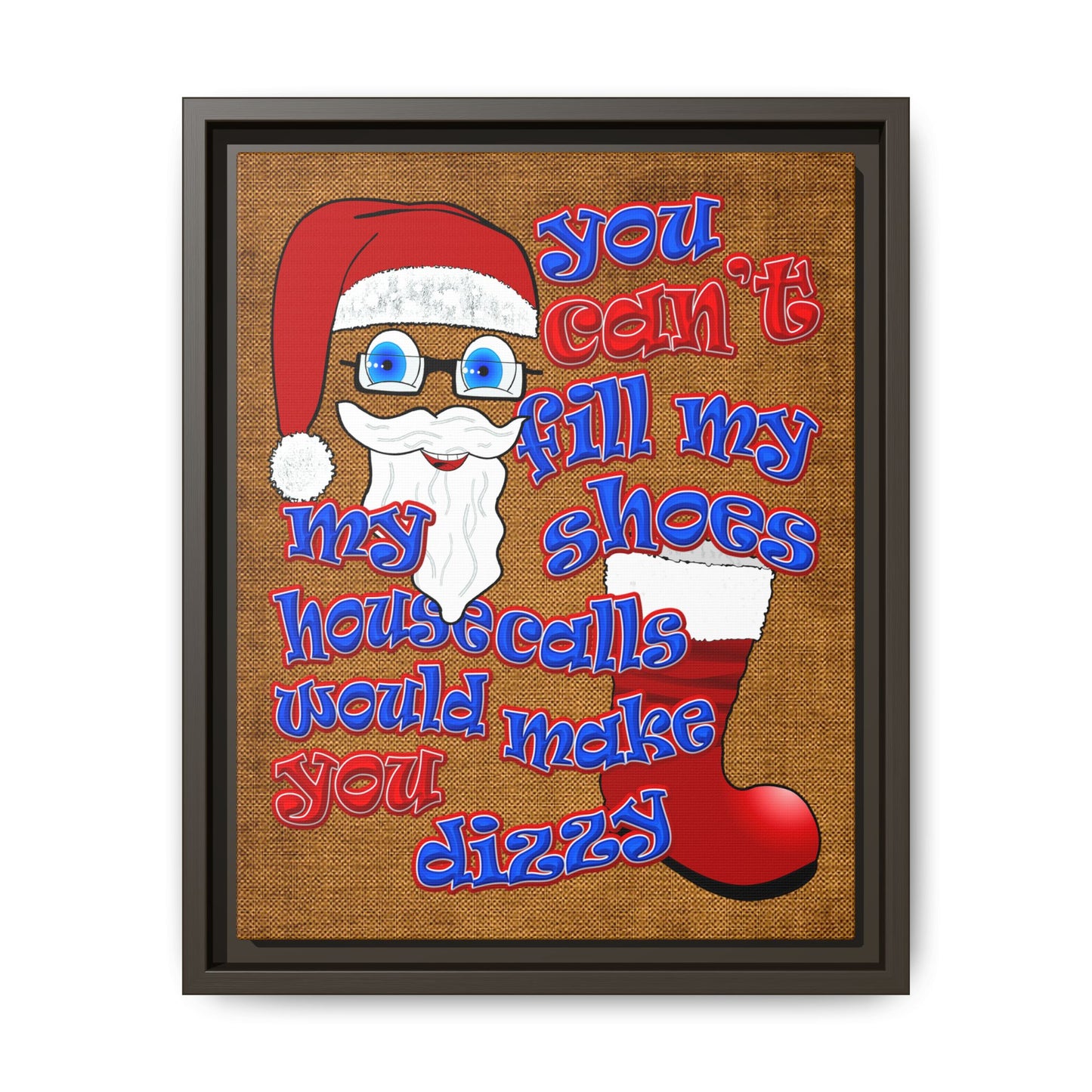 santa's shoes - framed canvas art (brown papyrus)