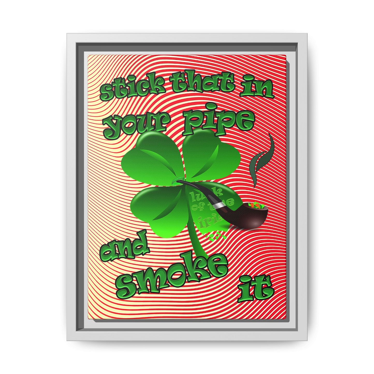 stick that in your pipe and smoke it - framed canvas art (yellow-orange wave)
