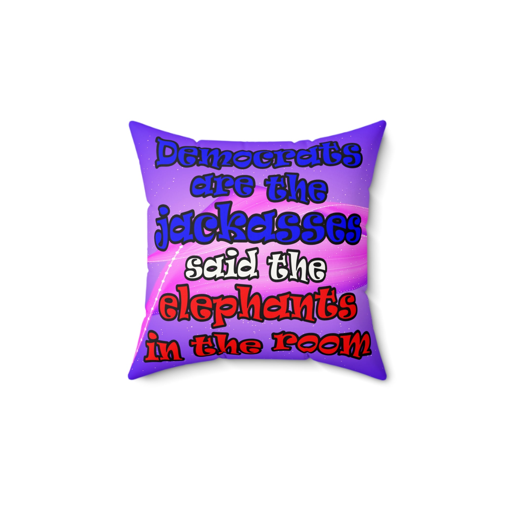 donkeys and elephants - Faux Suede Square Pillow - (purple-pink wave)