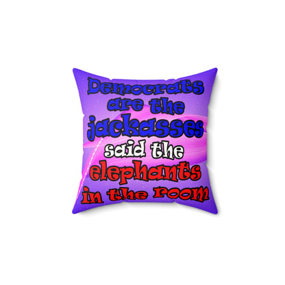 donkeys and elephants - Faux Suede Square Pillow - (purple-pink wave)