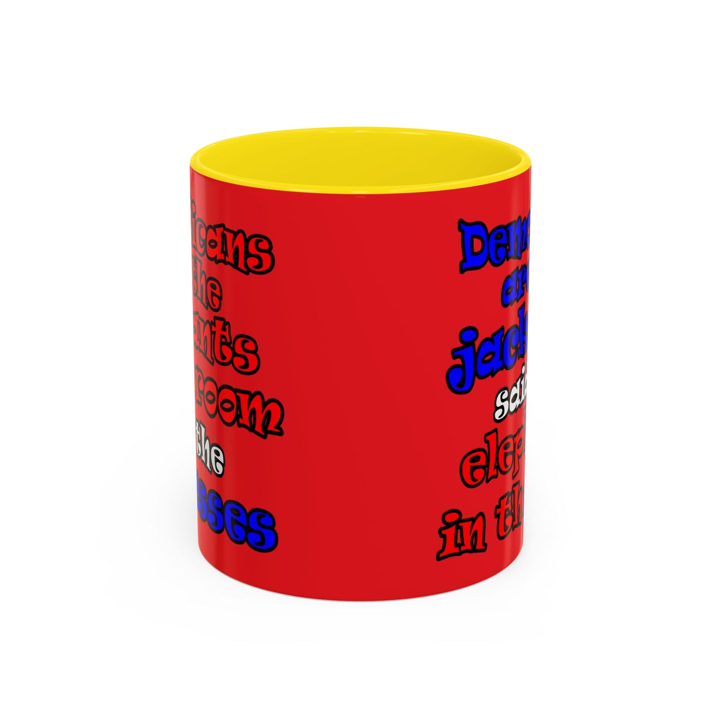 donkeys and elephants - Accent Mug (red)