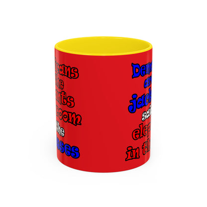 donkeys and elephants - Accent Mug (red)