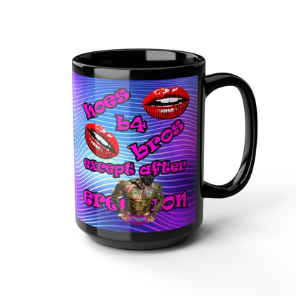 hoes b4 bros - Black Mug (purple wave)