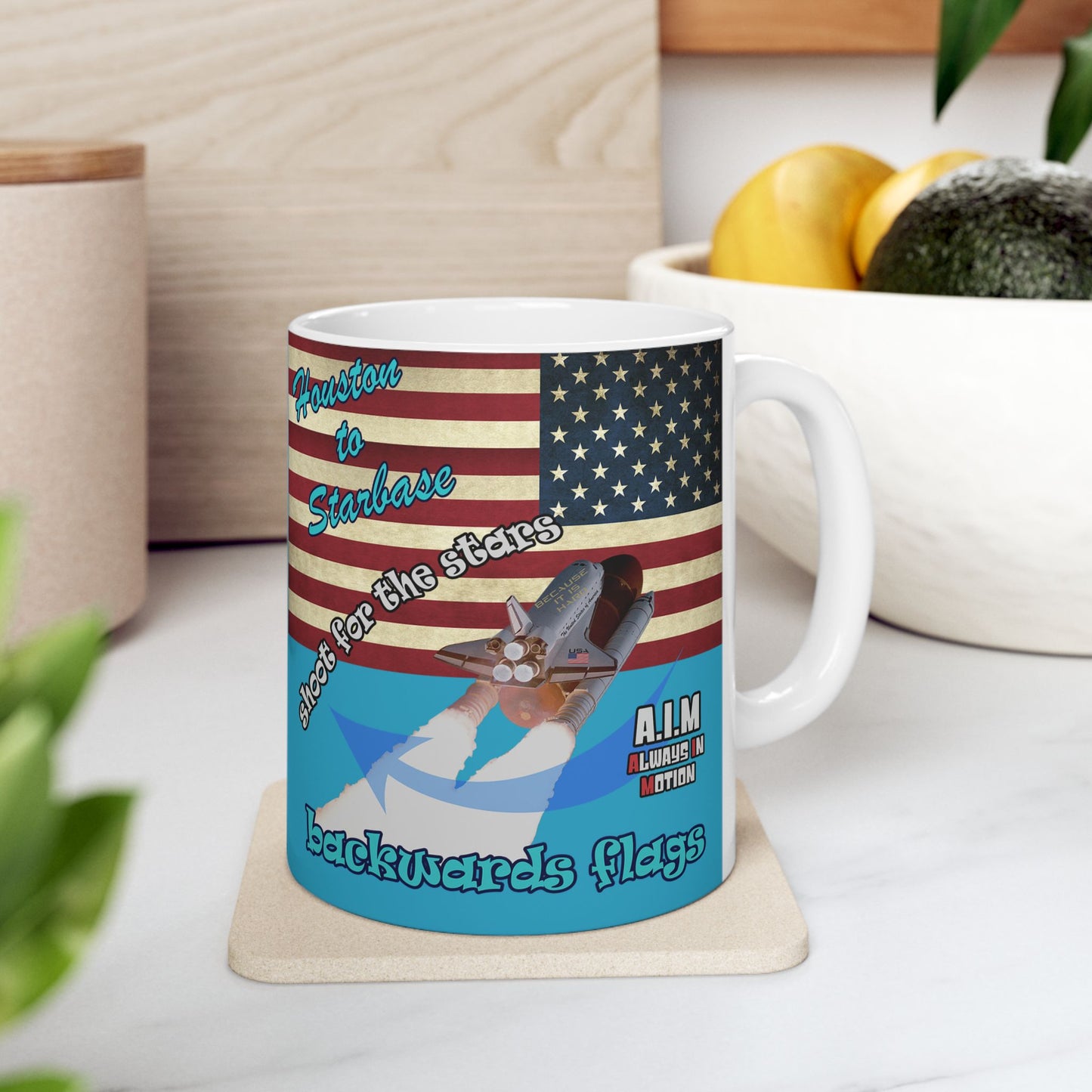 shoot for the stars - White Mug (turquoise)