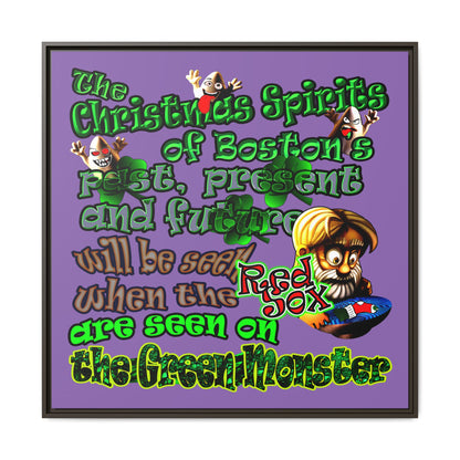 christmas spirits of boston - framed canvas art (light purple)