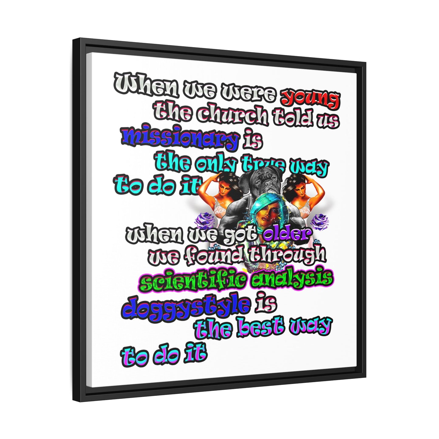 doggystyle - framed canvas art (white)