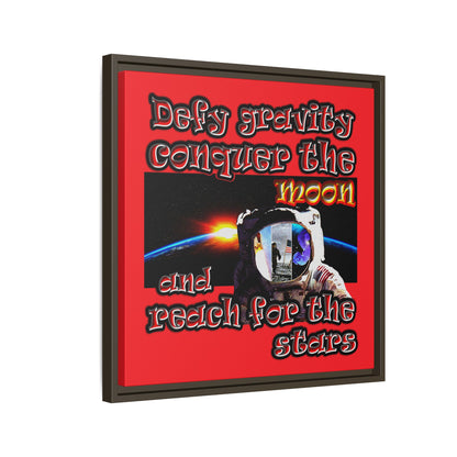 defy conquer reach - framed canvas art (red)