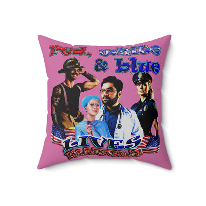 rw&b lives matter - Spun Polyester Square Pillow - (light pink)