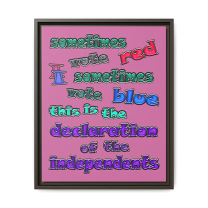declaration of the independents - framed canvas art (light pink)