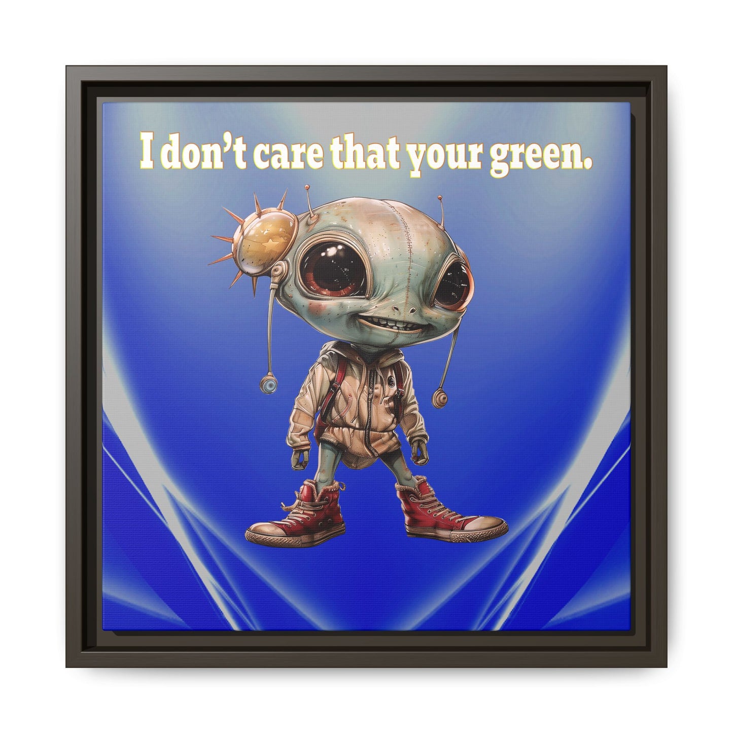 I don't care that your green - framed canvas art (blue-white wave)