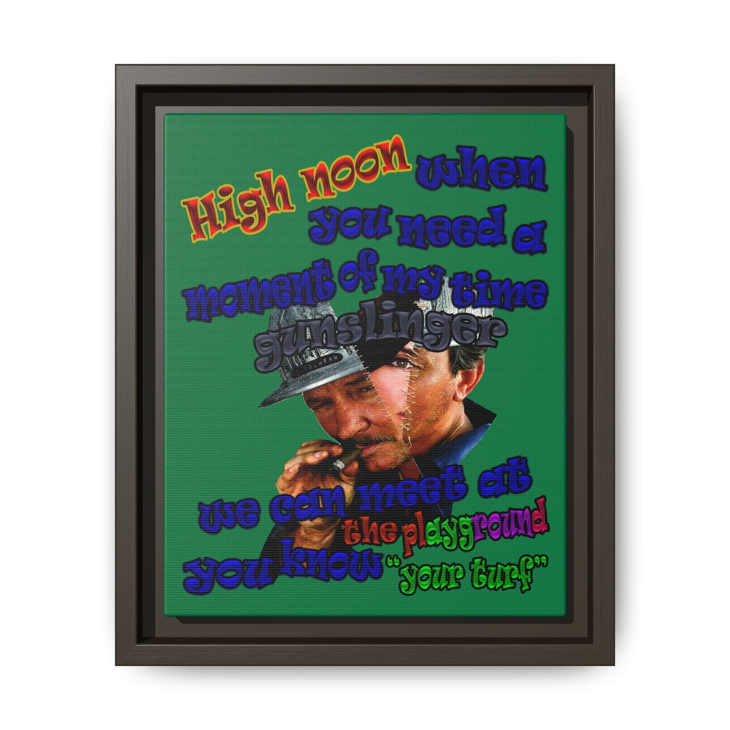high noon - framed canvas art (dark green)
