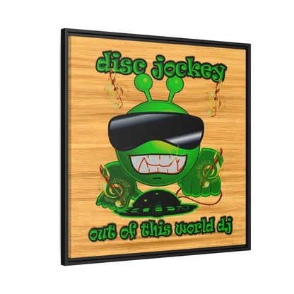 disc jockey - framed canvas art (butterscotch wood finish)