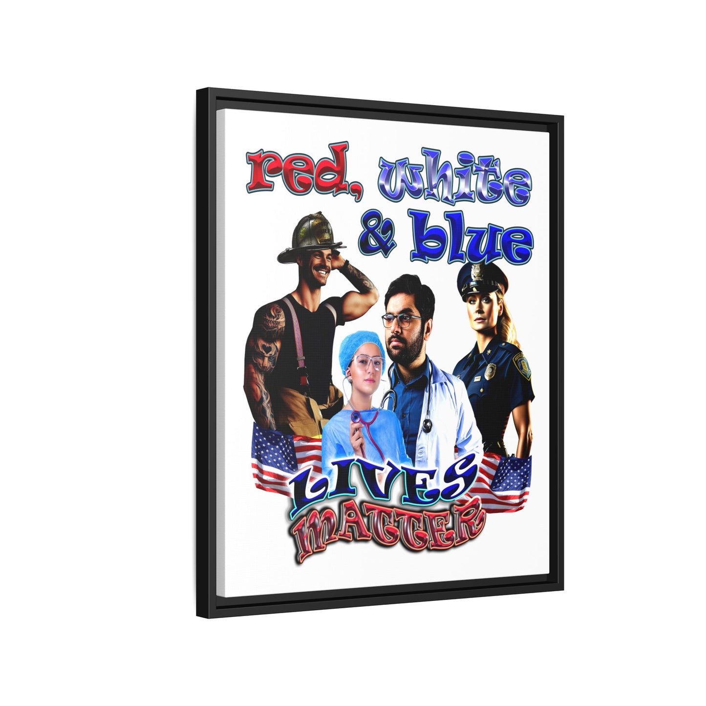 rw&b lives matter - framed canvas art (white)