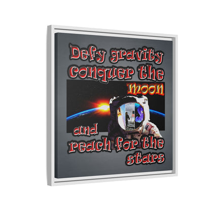 defy conquer reach - framed canvas art (grey-light grey)