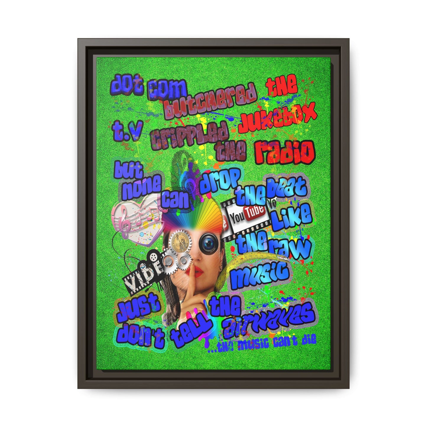 drop the beat - framed canvas art (green turf)