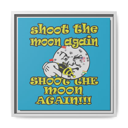 shoot the moon again - framed canvas art (turquoise)