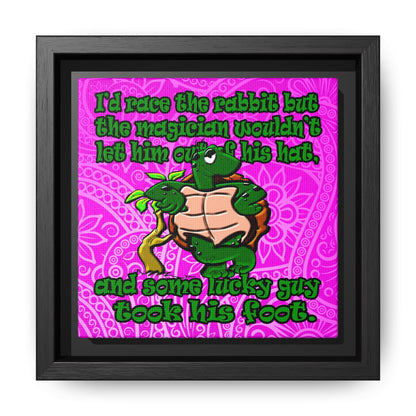 turtle race - framed canvas art (pink swirl)