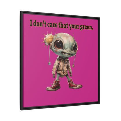 I don't care that your green - framed canvas art (pink)