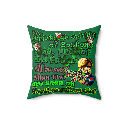 christmas spirits of boston - Spun Polyester Square Pillow - (dark green)