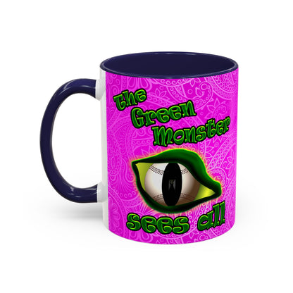 green monster - Accent Mug (pink swirl)