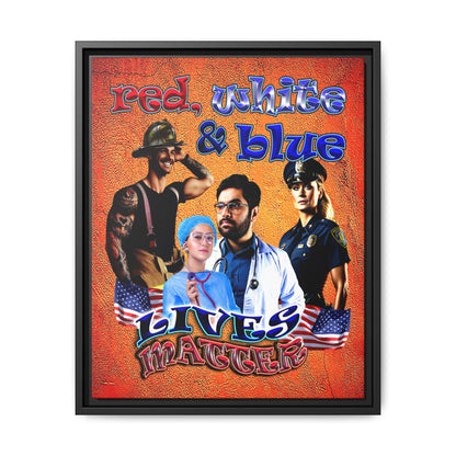 rw&b lives matter - framed canvas art (burnt orange)