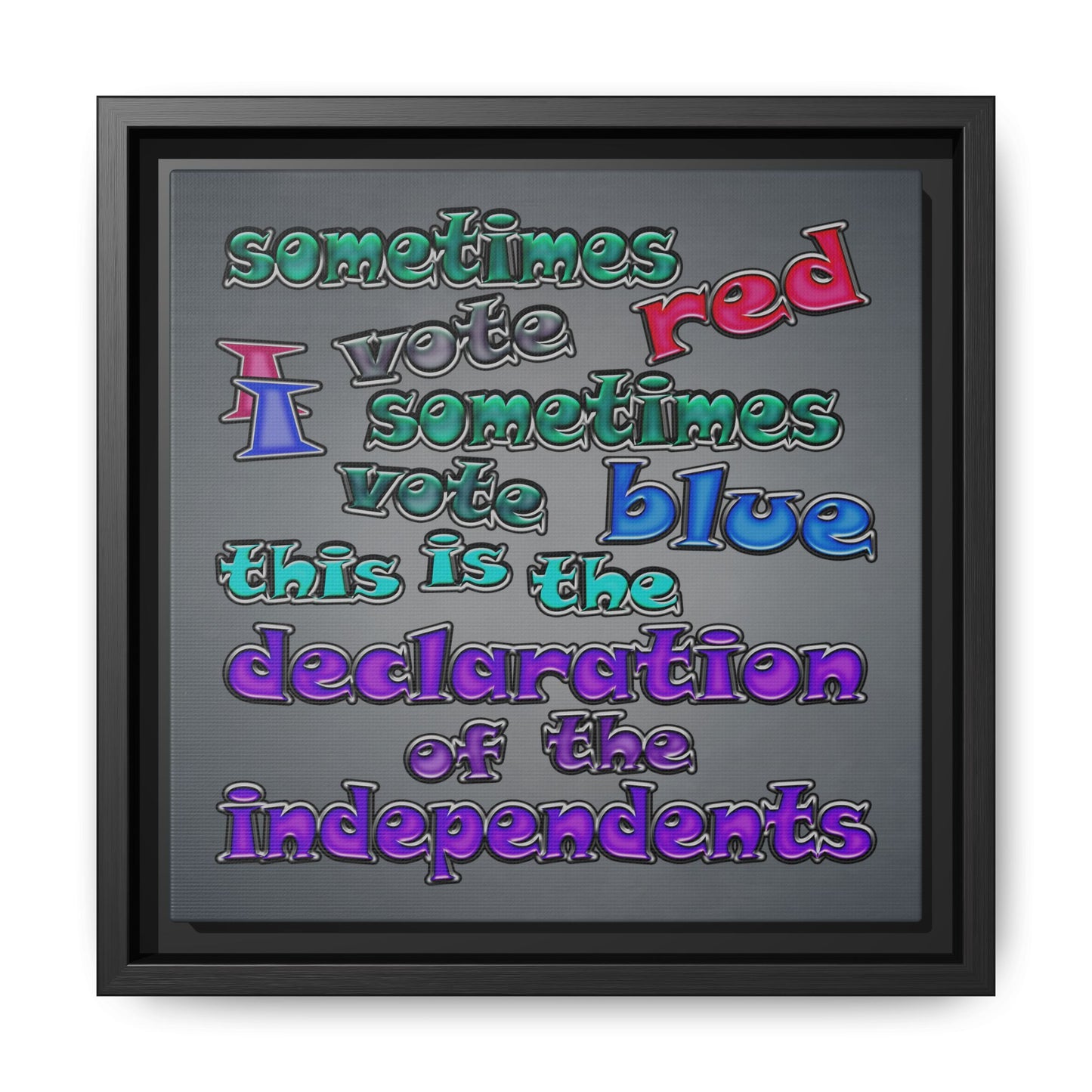 declaration of the independents - framed canvas art (grey-light grey)