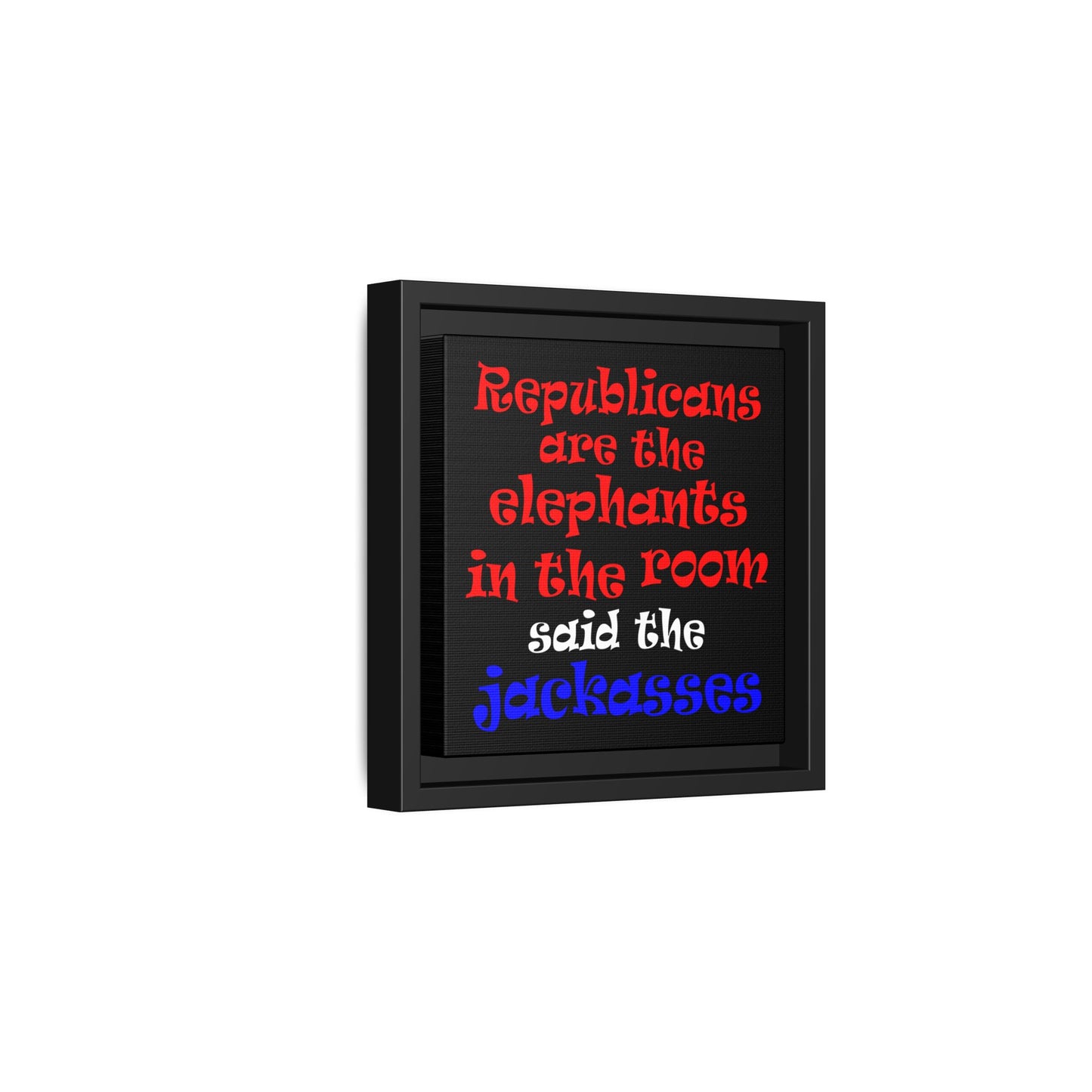 donkeys and elephants - framed canvas art (black)