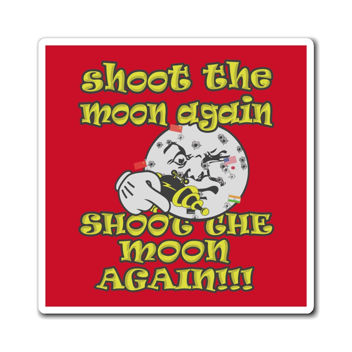 shoot the moon again - Magnets - (dark red)
