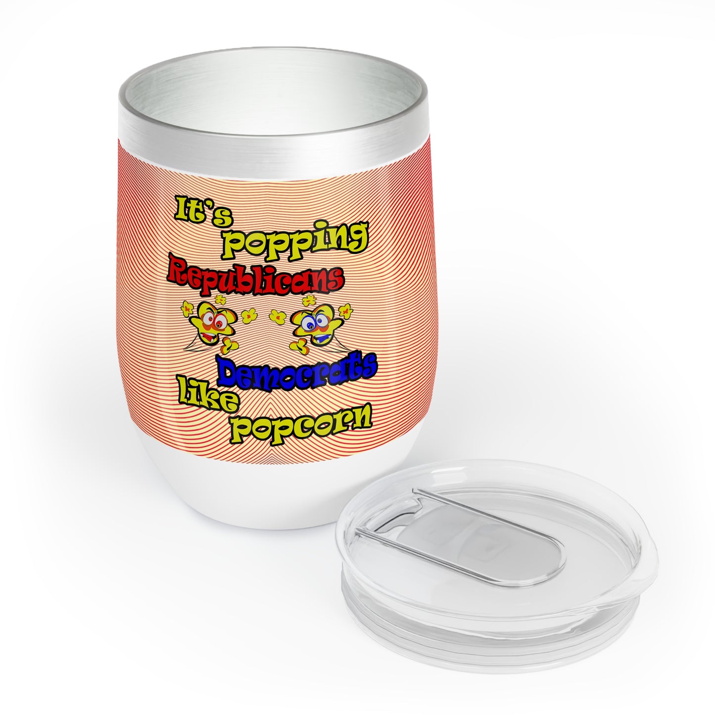 popping like popcorn - Chill Wine Tumbler (yellow-orange wave)