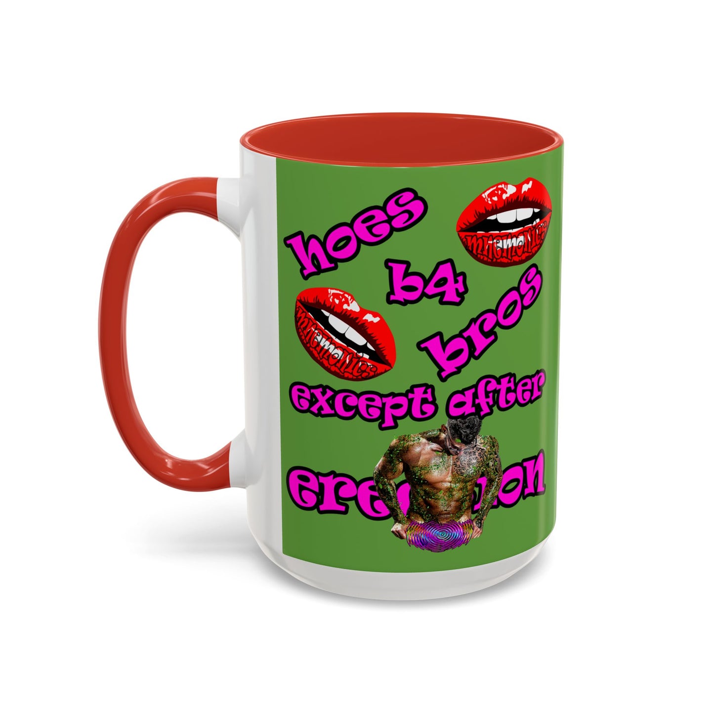 hoes b4 bros - Accent Mug (green)
