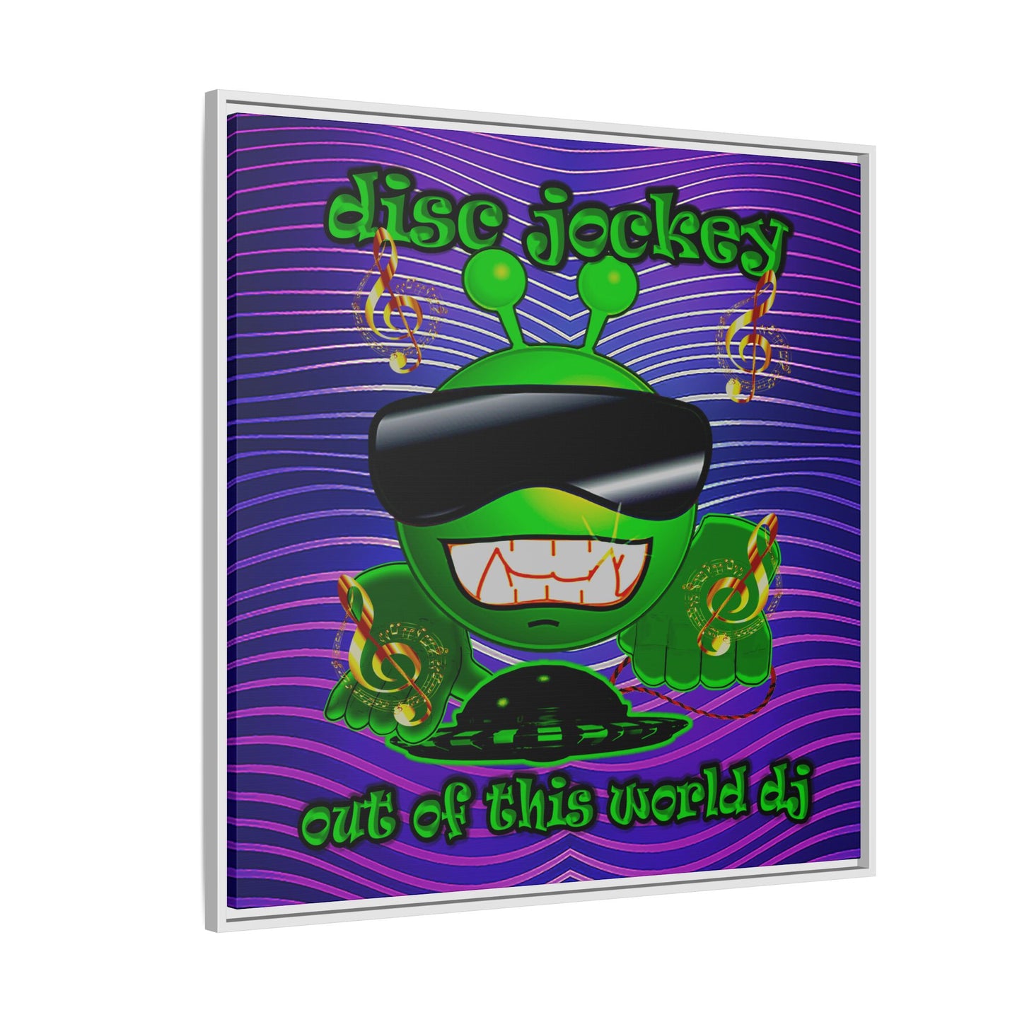 disc jockey - framed canvas art (purple wave)