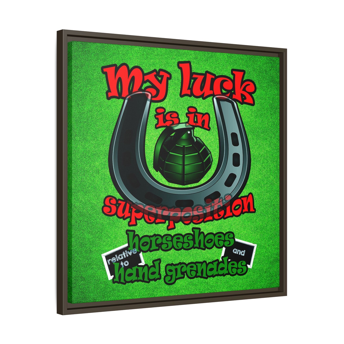 my luck - framed canvas art (green turf)